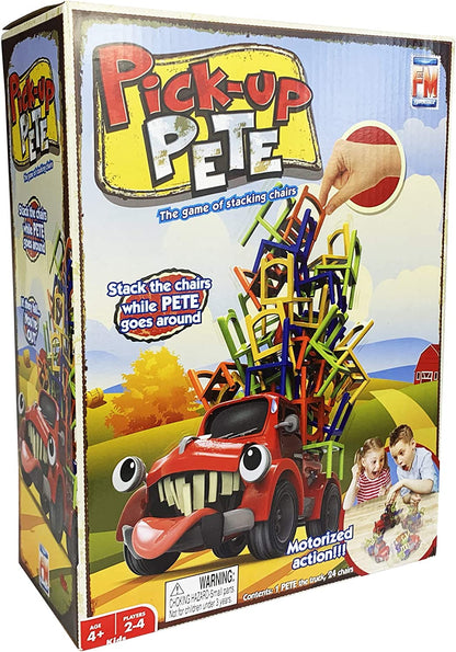 Pick-Up Pete | the Ultimate Chair Stacking Game! Perfect for Remote Family Home Entertainment, Stack Colorful Chairs on Pete the Motorized Pick-Up Truck