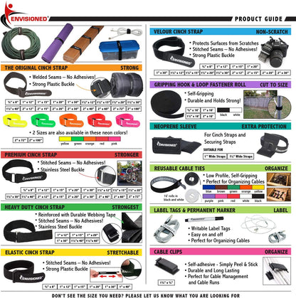 Premium Cinch Straps with Stainless Steel Metal Ring (Buckle), Reusable Durable Hook and Loop, Multipurpose Securing Straps 1" X 30" - 8 Pack plus 2 Bonus Original Cinch Straps